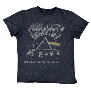 Pink Floyd Dark Side of the Moon Distressed Black Graphic Tee Mens M 2017